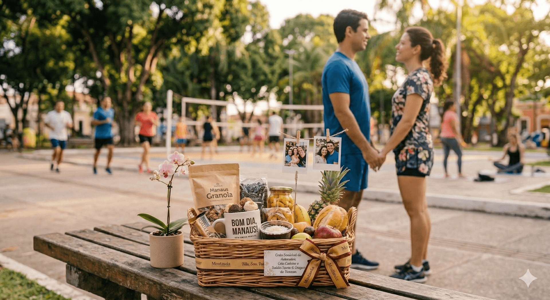Cesta saudável Mostarda com frutas e snacks integrais em Manaus