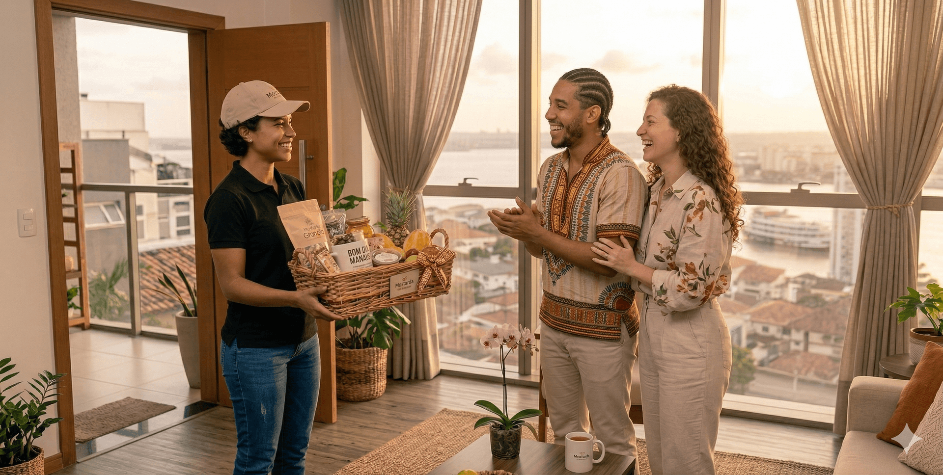 Cesta Mostarda pronta para entrega em residência de Manaus